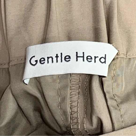 Gentle-Herd Pants NWOT Khaki Beige Pleated Tapered Stretch Cargo Ankle Strap S - Picture 2 of 12